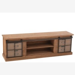 J-Line - TV bord m/4 skuffer &amp; 2 skydelger 160x50,5x37cm, Natur