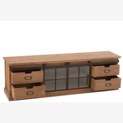 J-Line - TV bord m/4 skuffer &amp; 2 skydelger 160x50,5x37cm, Natur