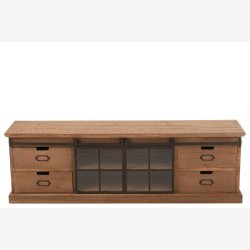 J-Line - TV bord m/4 skuffer &amp; 2 skydelger 160x50,5x37cm, Natur