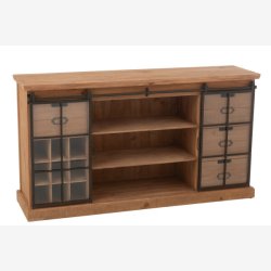 J-Line - Skab m/4 skuffer &amp; 2 skydelger 147,5x81,5x39cm, Natur