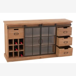 J-Line - Skab m/4 skuffer &amp; 2 skydelger 147,5x81,5x39cm, Natur