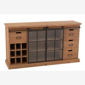 J-Line - Skab m/4 skuffer & 2 skydelger 147,5x81,5x39cm, Natur