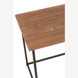 J-Line - Skrivebord massivt tr m/4 skuffer 140x76,5x60cm, Natur/Sort