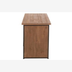 J-Line - Skrivebord massivt tr m/4 skuffer 140x76,5x60cm, Natur/Sort