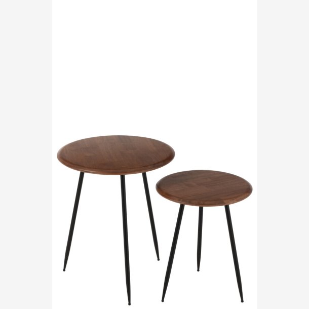 J-Line - St m/2 runde sofaborde - to strrelser, Natur 