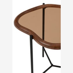 J-Line - Sofabord m/glasplade &amp; trkant 50x55x45cm, Brun/Sort