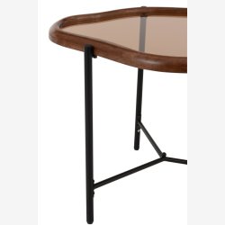 J-Line - Sofabord m/glasplade &amp; trkant 64x48x45cm, Brun/Sort
