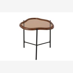 J-Line - Sofabord m/glasplade &amp; trkant 64x48x45cm, Brun/Sort