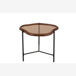 J-Line - Sofabord m/glasplade &amp; trkant 64x48x45cm, Brun/Sort