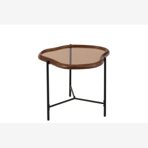 J-Line - Sofabord m/glasplade & trkant 64x48x45cm, Brun/Sort