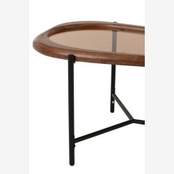 J-Line - Sofabord m/glasplade &amp; trkant 118x40x48cm, Brun/Sort