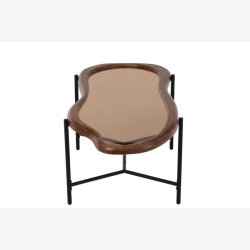 J-Line - Sofabord m/glasplade &amp; trkant 118x40x48cm, Brun/Sort