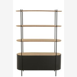 J-Line - Reol m/skab &amp; 3 hylder 120x173x36cm, Natur/Sort