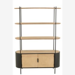 J-Line - Reol m/skab &amp; 3 hylder 120x173x36cm, Natur/Sort