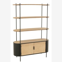 J-Line - Reol m/skab &amp; 3 hylder 120x173x36cm, Natur/Sort
