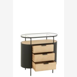 J-Line - Kommode m/Skuffer 80x80x36cm, Natur/Sort