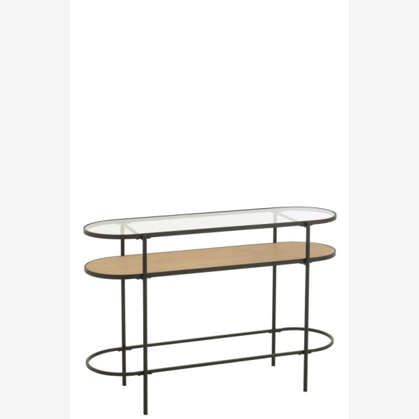 J-Line - Konsolbord m/glasbordplade 120x75x36cm, Natur/Sort 