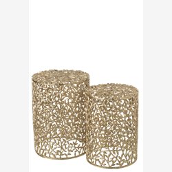 J-Line - St m/2 sideborde hulmnster 37/33x50,5/44,5cm, Guld