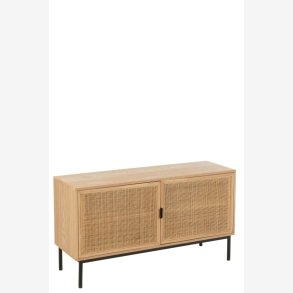 J-Line - Kommode m/skabslger 120x65x40cm, Natur/Sort