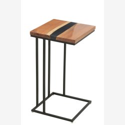 J-Line - Firkantet sidebord m/Polyresin 31 x 56 x 31 cm, Natur/Sort