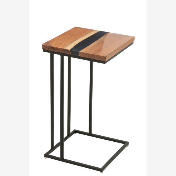 J-Line - Firkantet sidebord m/Polyresin 31 x 56 x 31 cm, Natur/Sort