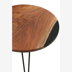 J-Line - Rundt sidebord m/Polyresin 54 x 38,1 x 54 cm, Natur/Sort