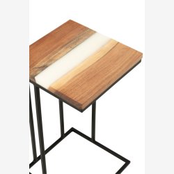 J-Line - Firkantet sidebord m/Polyresin 31x56x31cm, Natur/Hvid