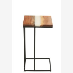 J-Line - Firkantet sidebord m/Polyresin 31x56x31cm, Natur/Hvid