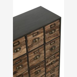 J-Line - Reol m. 16 skuffer 80,5x92x33cm, Sort og Brun