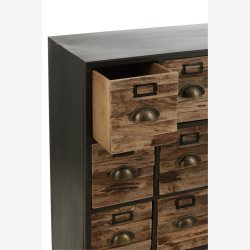 J-Line - Reol m. 16 skuffer 80,5x92x33cm, Sort og Brun