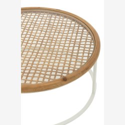 J-Line - Sofabord m. glasplade 90x36x90cm, Natur og Hvid 