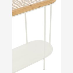 j-Line - konsolbord m. glasbordplade 120x80x40cm, Natur og Hvid