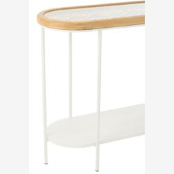 j-Line - konsolbord m. glasbordplade 120x80x40cm, Natur og Hvid