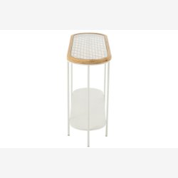 j-Line - konsolbord m. glasbordplade 120x80x40cm, Natur og Hvid