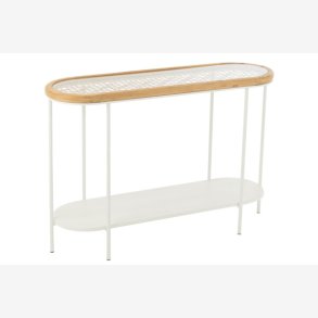 j-Line - konsolbord m. glasbordplade 120x80x40cm, Natur og Hvid