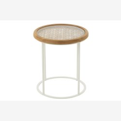 J-Line - Sidebord m. Glas bordplade 50x56x50cm, Natur og Hvid