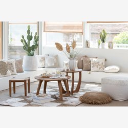 J-Line - Rundt sidebord i massivt tr 60x55x60cm, Natur/Brun