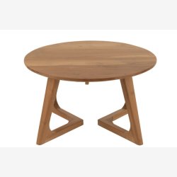 J-Line - Rundt sofabord i massivt tr 80x45x80cm, Natur/Brun