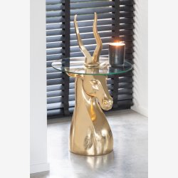 J-Line - Sidebord m. Antilope hoved 48,5x83x48,5cm, Guld