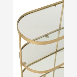 J-Line - Oval Barvogn m. Glas bordplader 71x84x33cm, Guld