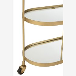J-Line - Oval Barvogn m. Glas bordplader 71x84x33cm, Guld