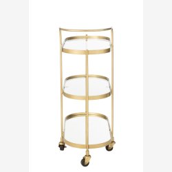 J-Line - Oval Barvogn m. Glas bordplader 71x84x33cm, Guld