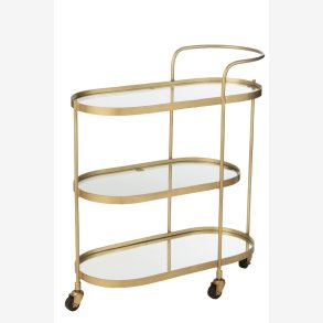 J-Line - Oval Barvogn m. Glas bordplader 71x84x33cm, Guld