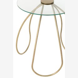 J-Line - St med to sideborde m. Glas bordplader 45/38x54/42cm, Guld 