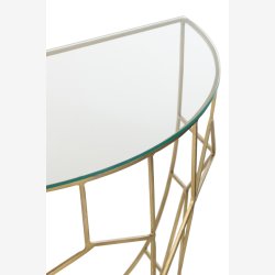 J-Line - Konsolbord m. Metal stel og glas bordplade 90x76x46cm, Guld