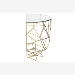 J-Line - Konsolbord m. Metal stel og glas bordplade 90x76x46cm, Guld