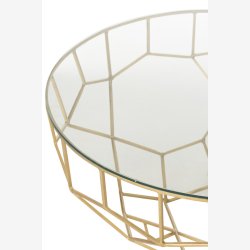 J-Line - Moderne sofabord m. Metal stel og glas bordplade 90x44x90cm, Guld