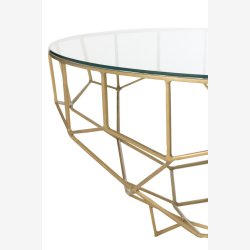 J-Line - Moderne sofabord m. Metal stel og glas bordplade 90x44x90cm, Guld
