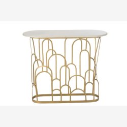 J-Line - Konsolbord m. Marmor bordplade 91x78x36cm, Guld/Hvid