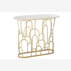 J-Line - Konsolbord m. Marmor bordplade 91x78x36cm, Guld/Hvid